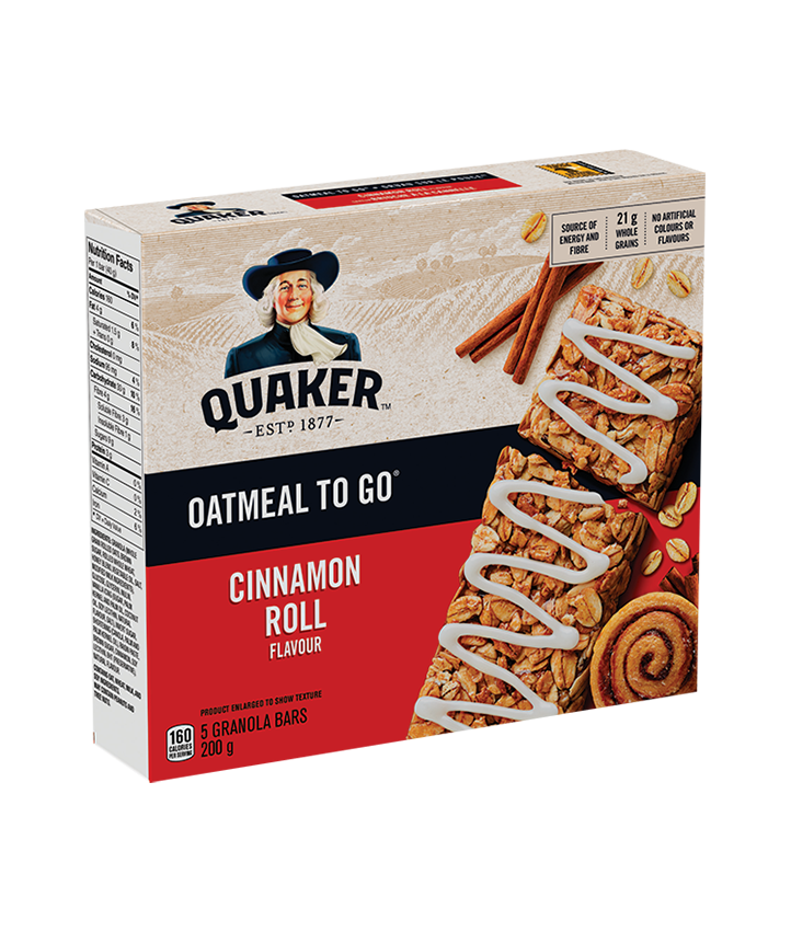 Quaker Oatmeal to Go Cinnamon Roll Oatmeal Bars Quaker
